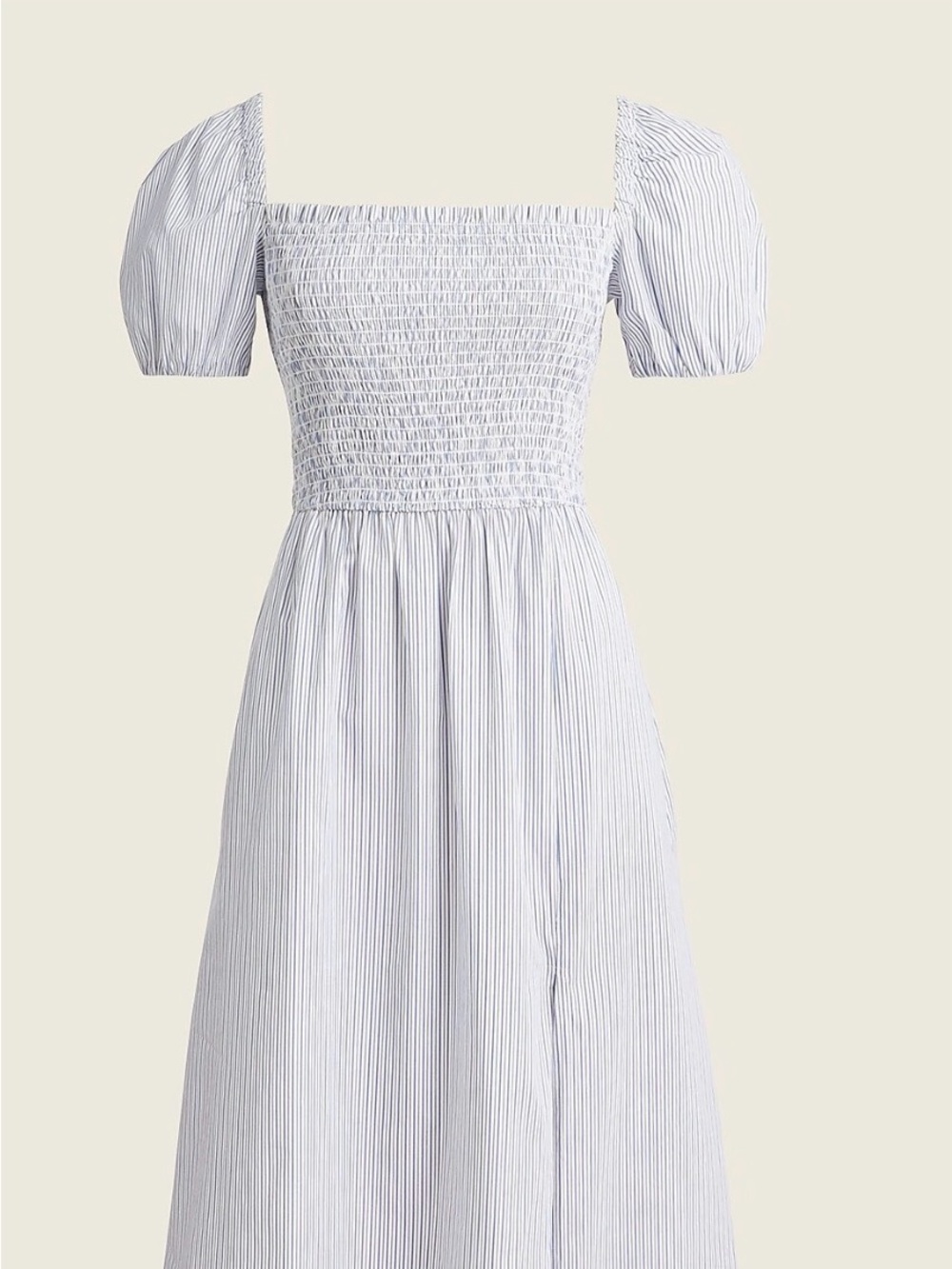 J. Crew Blue & White Striped Smocked Midi Dress